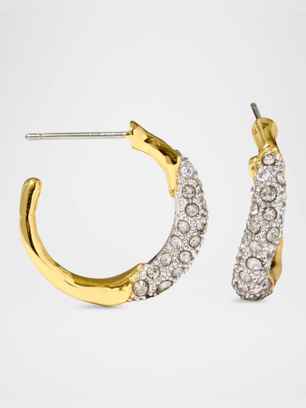 Alexis Bittar Solanales Gold Crystal Twist Mini Hoop Earrings